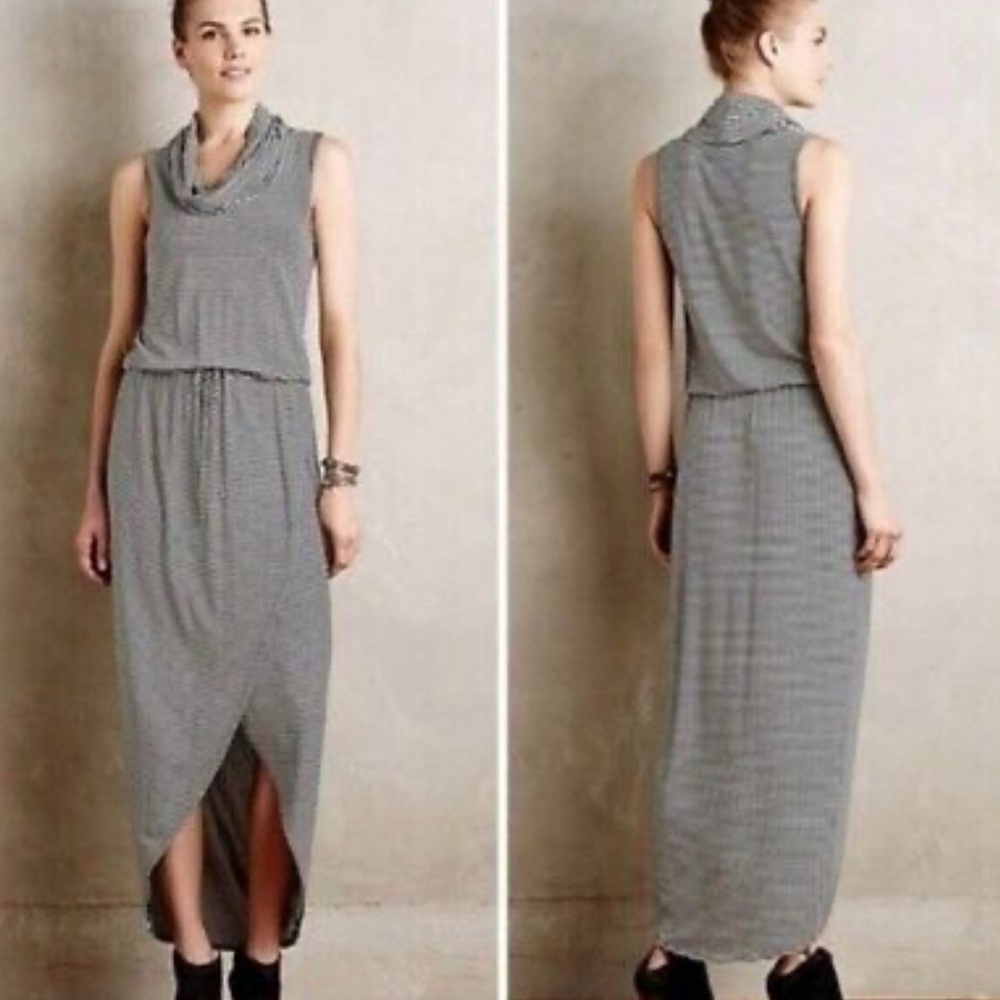 Anthropologie Dolan Left Coast Striped Cowl Neck High Low Dress